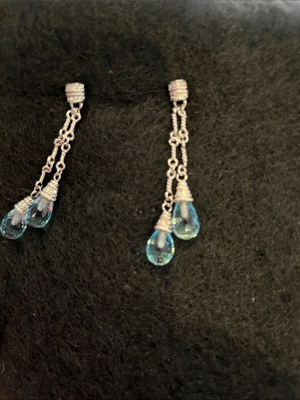Silver Tone Blue Teardrop Dangle Earrings - Women Jewelry